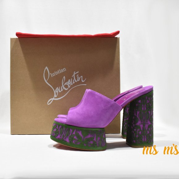 NIB Christian Louboutin purple suede Platform Sandals pumps
